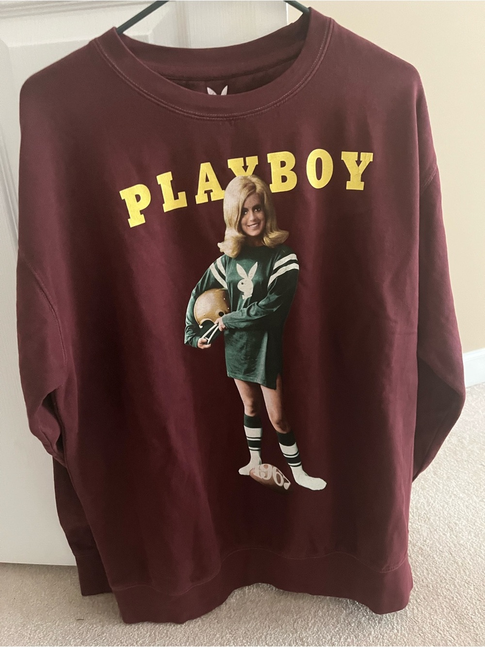 PLAYBOY Maroon Sweatshirt with Yellow Logo and Multicolor Graphic